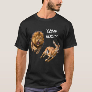 Roaring Lion Chases Panicked Antelope T-Shirt