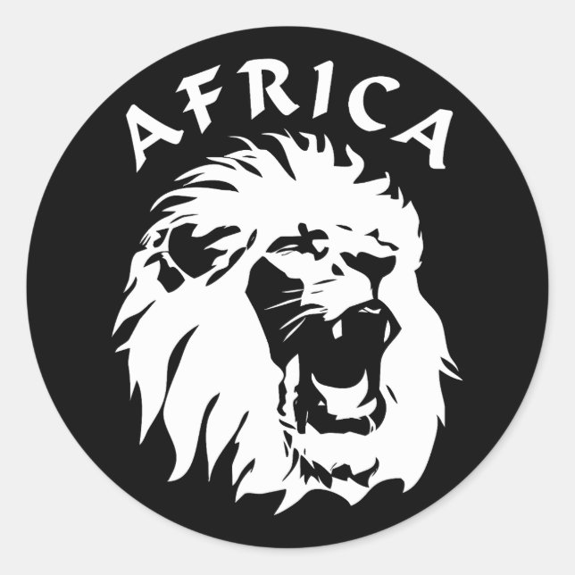 Roaring Lion Face | Africa Classic Round Sticker (Front)