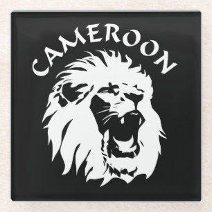 Roaring Lion Face - Cameroon Glass Coaster