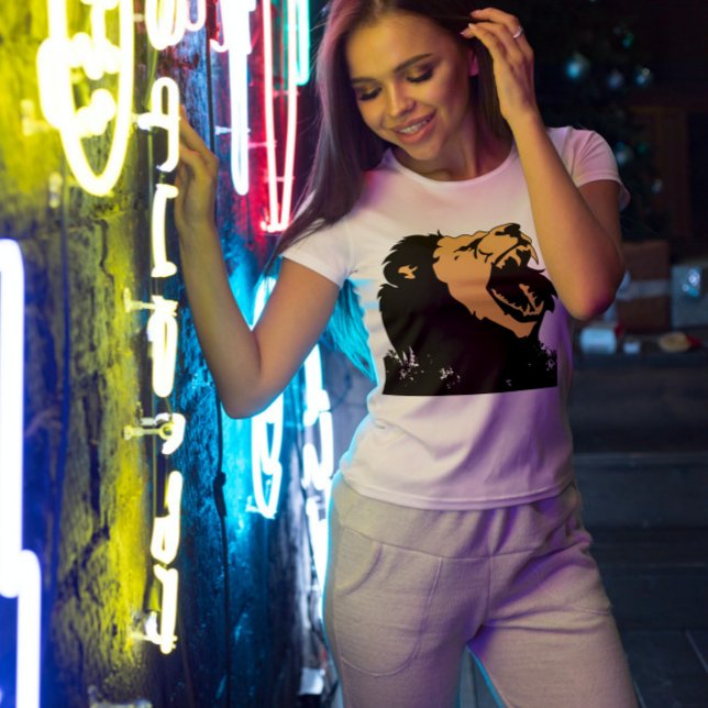 Roaring Lion Head Women Men White T-Shirt (Creator Uploaded)