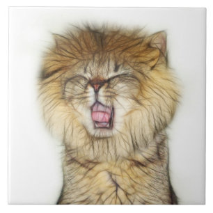 Roaring lion kitten ceramic tile