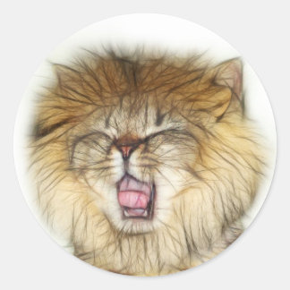 Roaring lion kitten classic round sticker