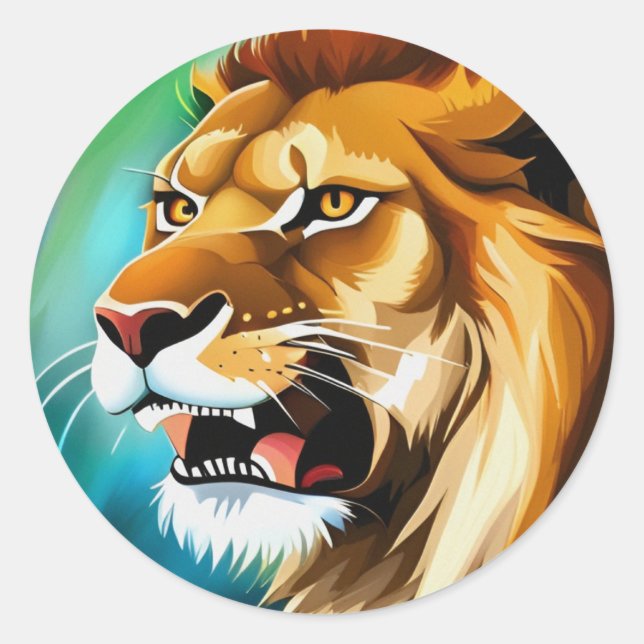 Roaring Lion Side Posed Portrait-57566 Classic Round Sticker (Front)