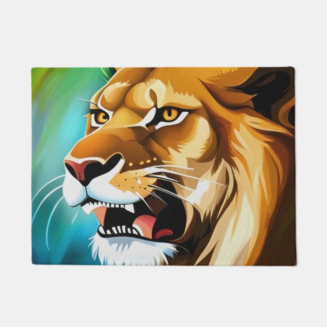 Roaring Lion Side Posed Portrait-57566 Doormat (Front)