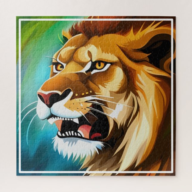 Roaring Lion Side Posed Portrait-57566 Jigsaw Puzzle (Vertical)