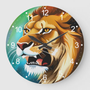 Roaring Lion Side Posed Portrait-57566 Large Clock