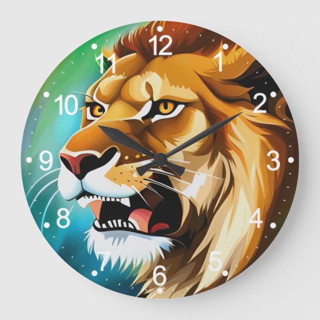 Roaring Lion Side Posed Portrait-57566 Large Clock (Front)