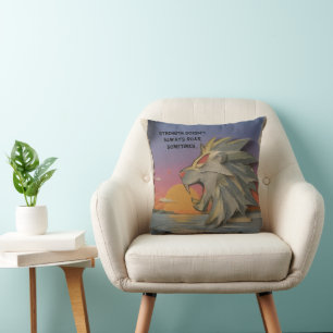 Roaring Lion Sunrise Papercut Throw Pillow