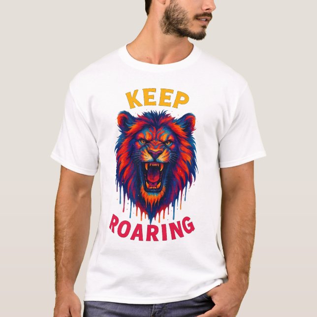 Roaring Lion T-shirt – Wild Jungle Animal Graphic (Front)