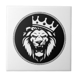 Roaring lion with crown ceramic tile