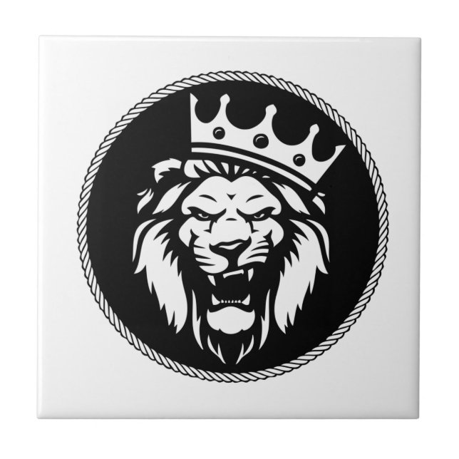 Roaring lion with crown ceramic tile (Front)
