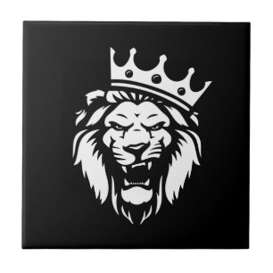 Roaring lion with crown ceramic tile