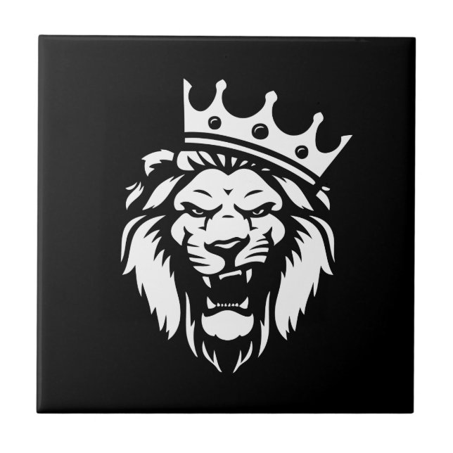 Roaring lion with crown ceramic tile (Front)