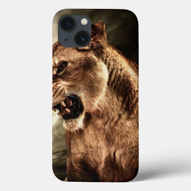 Roaring lioness against stormy sky Case-Mate iPhone case (Back)