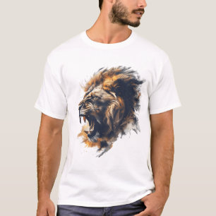 Roaring Majesty - Fierce Lion Art Design T-Shirt