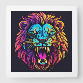 "Roaring Majesty Tiger Face Wall Clock" Square Wall Clock