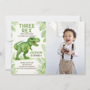Roaring Party Card for Kids with photo
