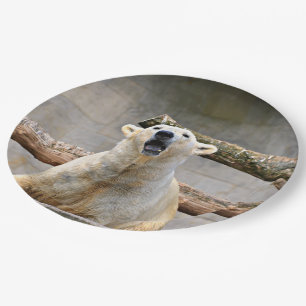 Roaring Polar Bear Scene Paper Plate