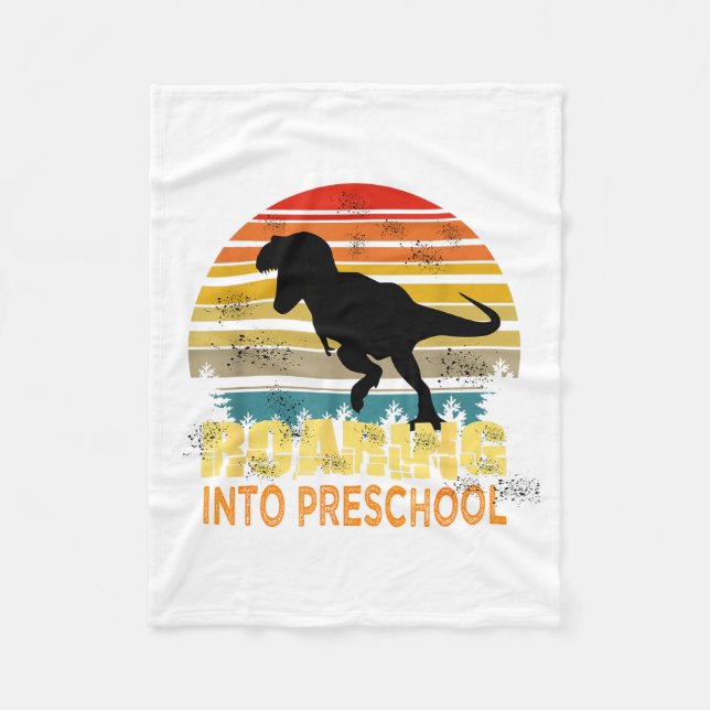 Roaring Preschool Dinosaur Back To School First Fleece Blanket (Front)