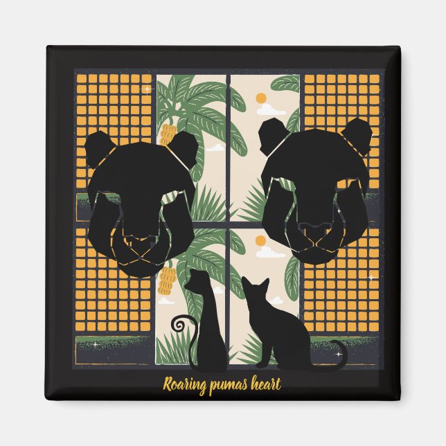Roaring Pumas Hearts  Magnet (Front)