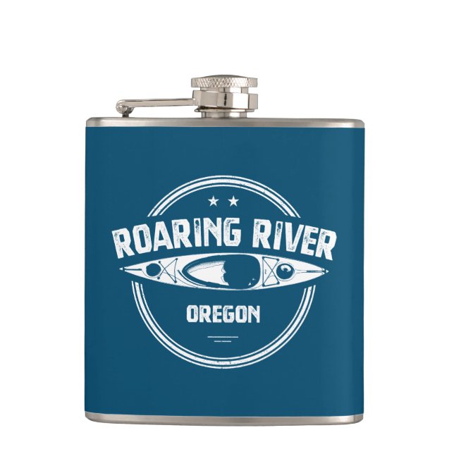 Roaring River Oregon Kayak Hip Flask (Front)