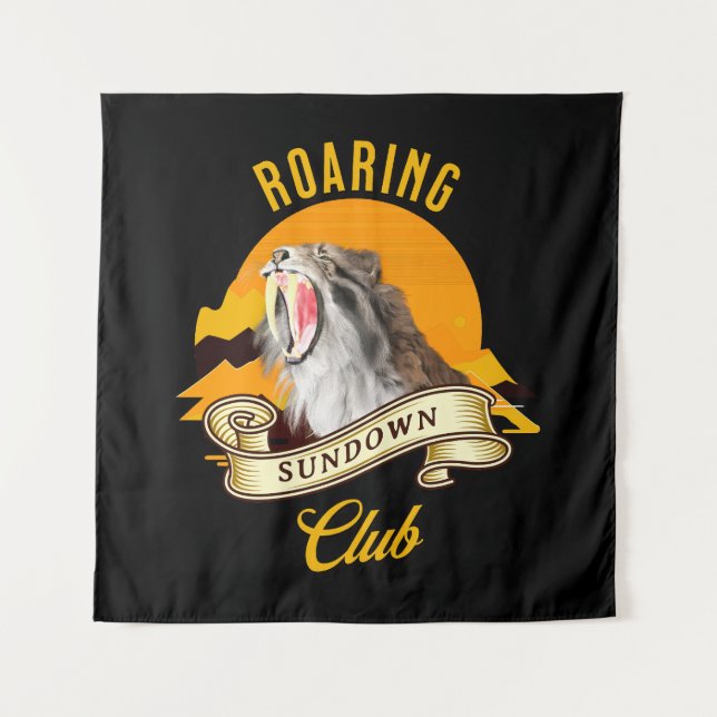 Roaring Sundown Club Sabertooth Tiger Tapestry (Front)