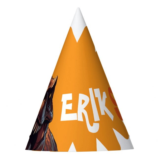 Roaring T-Rex Birthday  Custom Dino Bash Party Hat (Front)