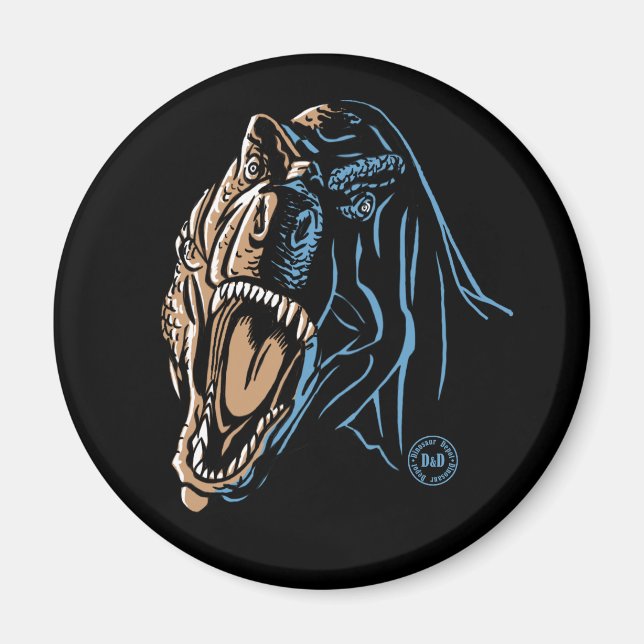 Roaring T-Rex Round Magnet (Front)