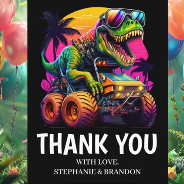 Roaring Thanks for the Dino-Mite Birthday Party Postcard (Discover vibrant decorations, fun activities, and themed ideas bring your dino celebration to life)