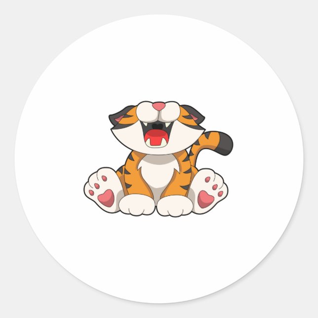 Roaring tiger classic round sticker (Front)