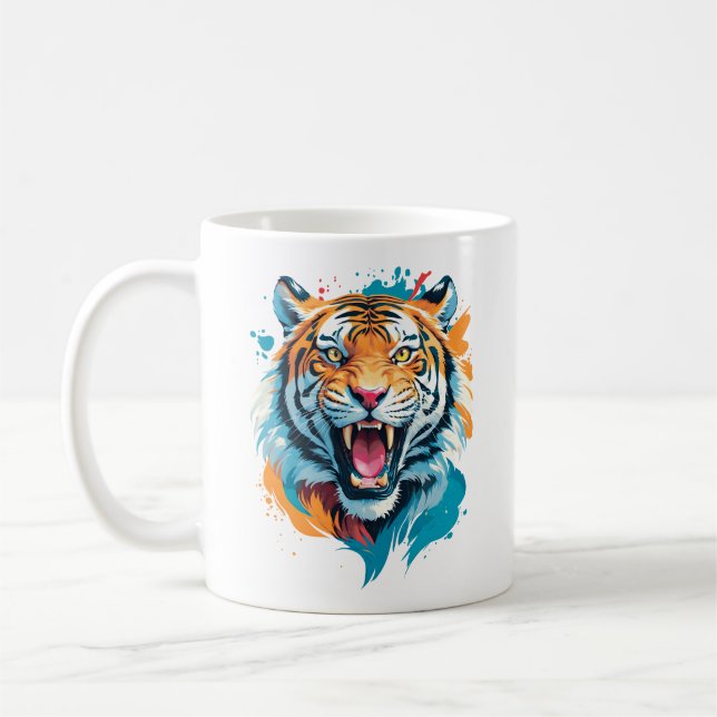 Roaring Tiger Face Coffee Mug (Left)
