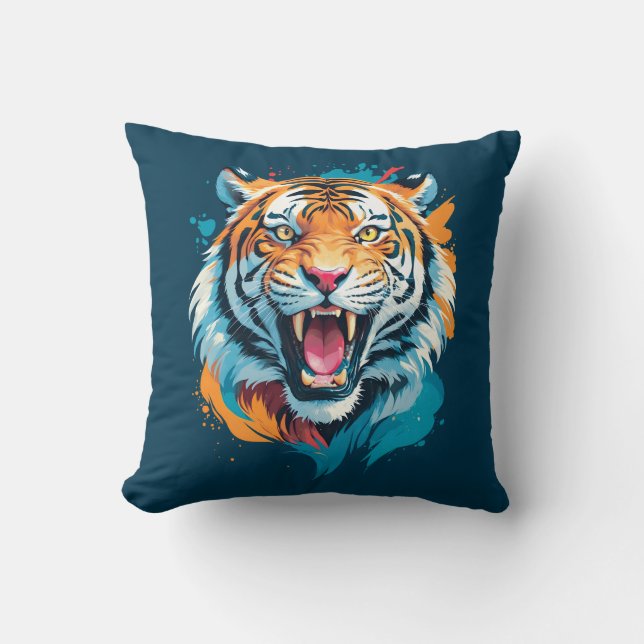 Roaring Tiger Face Cushion (Front)