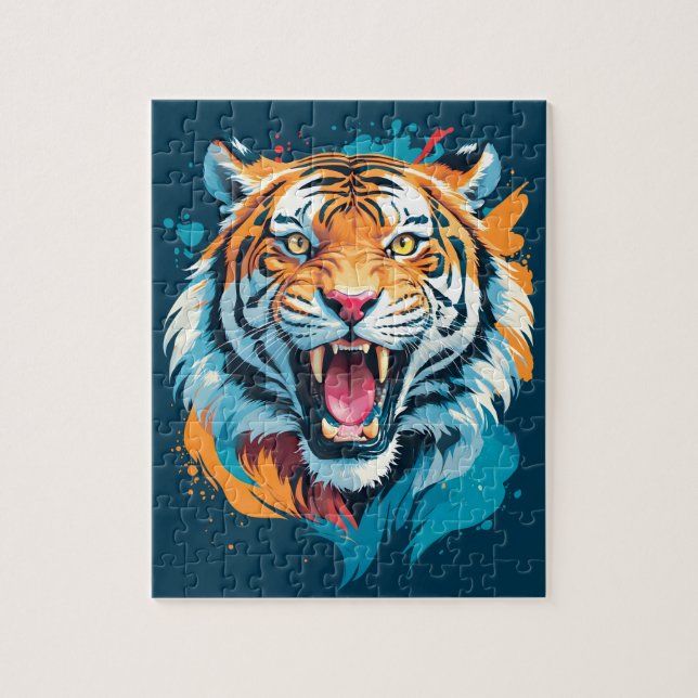 Roaring Tiger Face Jigsaw Puzzle (Vertical)