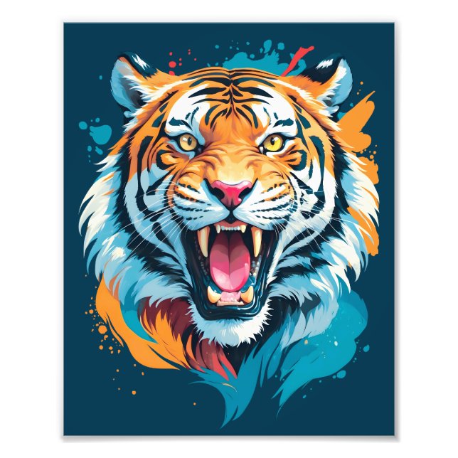 Roaring Tiger Face Photo Print (Front)