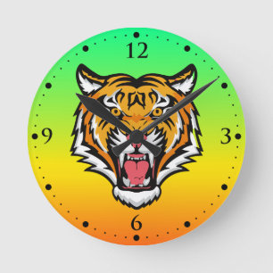 Roaring Tiger Head-25818 Round Clock