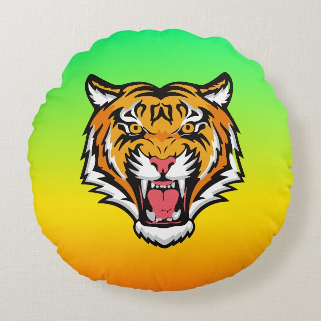 Roaring Tiger Head-25818 Round Cushion (Front)