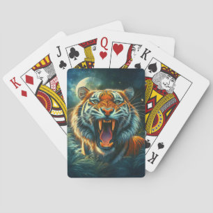 Roaring Tiger Moonlit Jungle Playing Cards