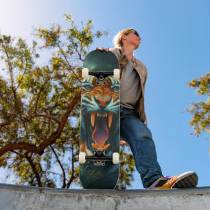 Roaring Tiger Moonlit Jungle Skateboard