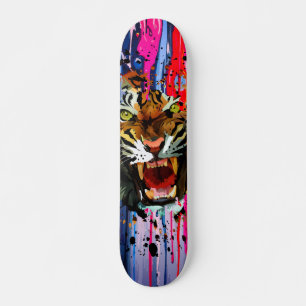Roaring Tiger Paint Drip Bold Street Art Design Skateboard