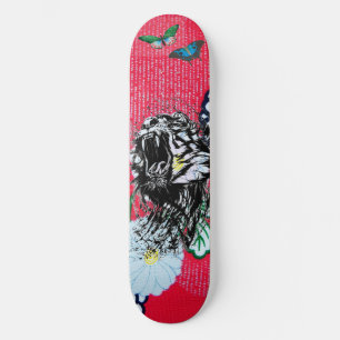 ROARING TIGER SKATEBOARD WITH BUTTERFLIES