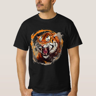 Roaring Tiger T-shirt - red fire circles
