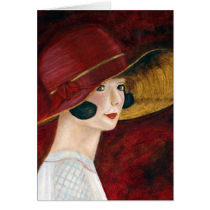 Roaring Twenties 1920s Flapper Girl in Red Hat