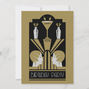 Roaring Twenties Art Deco Birthday Invitation