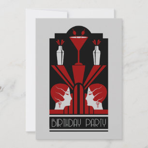 Roaring Twenties Art Deco Birthday  Invitation