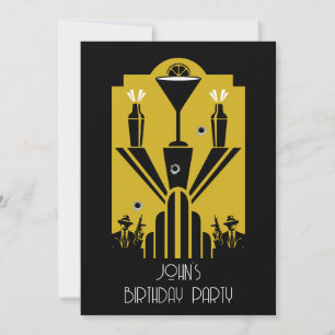 Roaring Twenties Art Deco Gangster Birthday Invitation