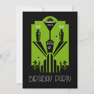 Roaring Twenties Art Deco Gangster Birthday Invitation