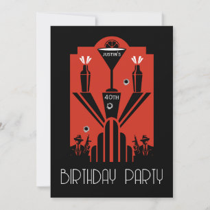 Roaring Twenties Art Deco Gangster Birthday Invitation