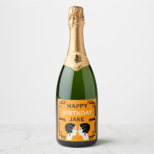 Roaring Twenties Art Deco Gangster Birthday Sparkling Wine Label