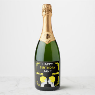 Roaring Twenties Art Deco Gangster Birthday Sparkling Wine Label