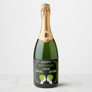 Roaring Twenties Art Deco Gangster Birthday Sparkling Wine Label